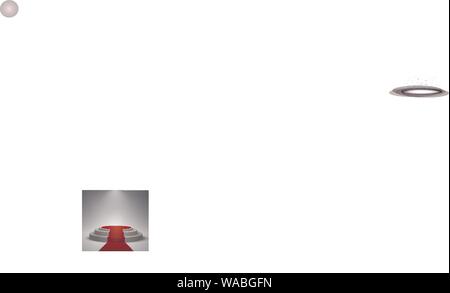 Tapis rouge et podium ronde avec des lumières, effet abstract background, vector Illustration de Vecteur