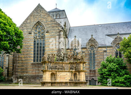 Plougastel-Daoulas calvaire, département du Finistère, Bretagne, France Banque D'Images