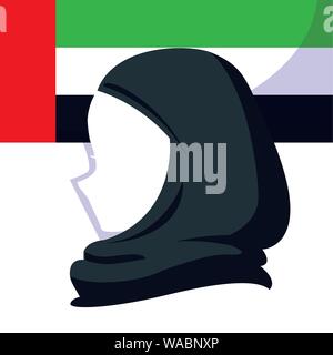 Avec l'affiche de la fête des femmes emirati silhouette profil vector illustration design Illustration de Vecteur