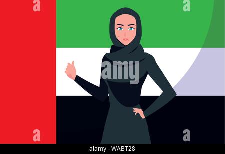 Avec l'affiche de la fête des femmes emirati femme et d'un drapeau conception d'illustration vectorielle Illustration de Vecteur