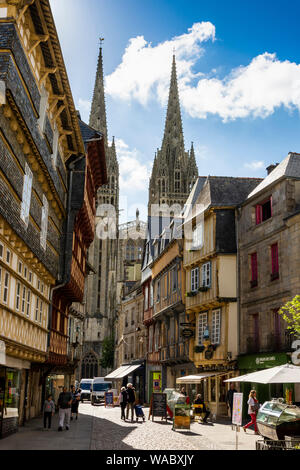 Quimper. Maisons à colombages dans la rue Kereon. Département du Finistère. Bretagne. France Banque D'Images