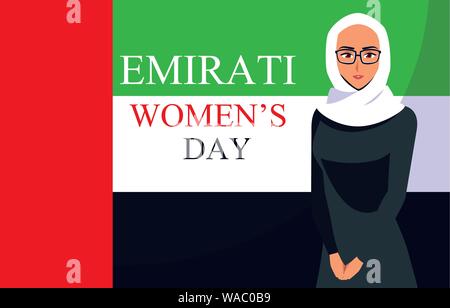 Avec l'affiche de la fête des femmes emirati femme et d'un drapeau conception d'illustration vectorielle Illustration de Vecteur