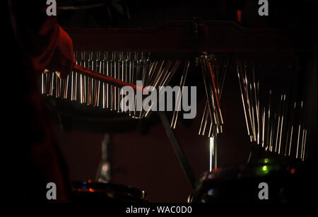 Mark tree instrument de musique fait de nombreux petits carillons.Les instruments de musique à percussion sur scène.L'équipement audio unique Banque D'Images