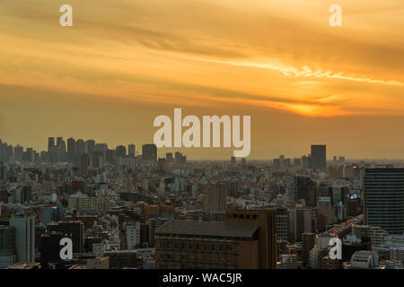 Étrange coucher de soleil sur les toits du quartier de Shinjuku à Tokyo Banque D'Images