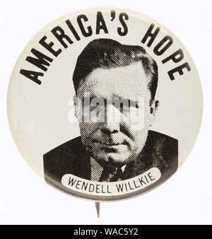 Wendell Willkie 1940 bouton campagne présidentielle américaine Banque D'Images