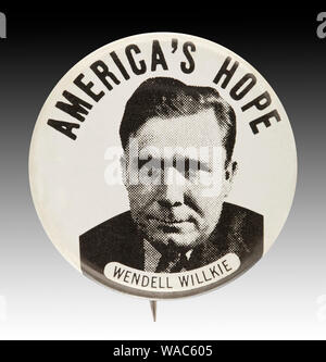 Wendell Willkie 1940 bouton campagne présidentielle américaine Banque D'Images