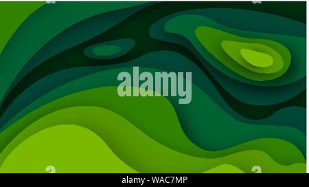 3d abstrait arrière-plan avec green paper cut shapes. Vector design layout pour présentations d'affaires, flyers, affiches et invitations. Sculpture colorée Illustration de Vecteur