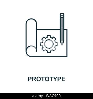 Icône de contour du prototype. Conception de style fin de la collection d'icônes de démarrage. Icône Creativeprototype pour la conception web, les applications, les logiciels, l'utilisation de l'impression Illustration de Vecteur