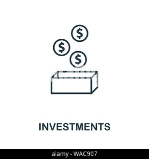 Icône de contour des investissements. Conception de style fin de la collection d'icônes de démarrage. Icône CreativeInvestments pour la conception Web, les applications, les logiciels, l'utilisation de l'impression Illustration de Vecteur