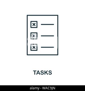 Icône de contour des tâches. Conception de style fin de la collection d'icônes de démarrage. Icône Creativetenks pour la conception Web, les applications, les logiciels, l'utilisation de l'impression Illustration de Vecteur