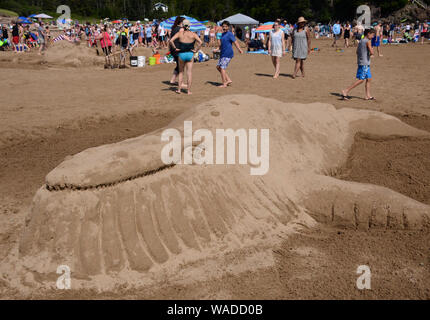 Sand Castle Building, New River Beach, New Brunswick, Canada Banque D'Images