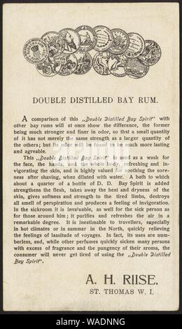 Double distillé bay rum en arrière. Banque D'Images