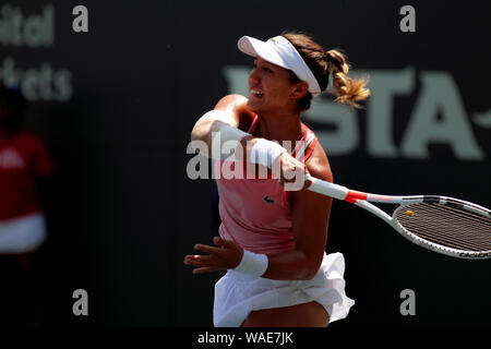 New York, États-Unis. Août 19, 2019. Kristie Anh des États-Unis pendant son match contre Jil Teichmann de la Suisse à l'NYJTL Bronx ouvrir au centre de tennis, Leeds Cary dans Crotona Park dans le Bronx de New York. Le tournoi qui est gratuit pour le public est le premier tournoi professionnel dans le Bronx depuis 2012. Crédit : Adam Stoltman/Alamy Live News Banque D'Images