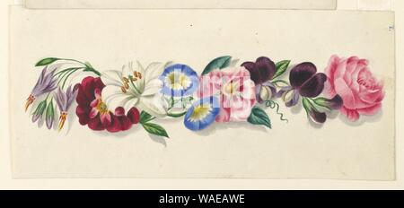 Le dessin, l'arrangement des gloires du matin, moss roses, des lis, et d'autres fleurs, 1829 Banque D'Images