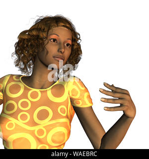 L'image rendue numériquement d'une African American Woman in yellow tenue. Banque D'Images