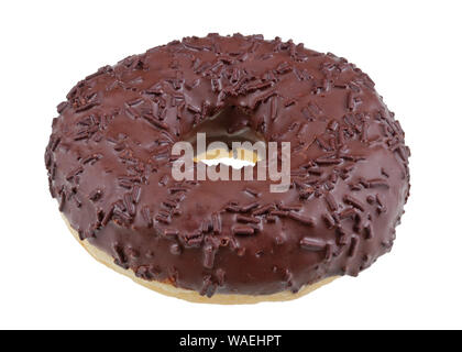 Dans le futur, nous allons manger ce concept. Beignet gras avec de faux chocolat d'argile. Isolé sur blanc macro studio Banque D'Images