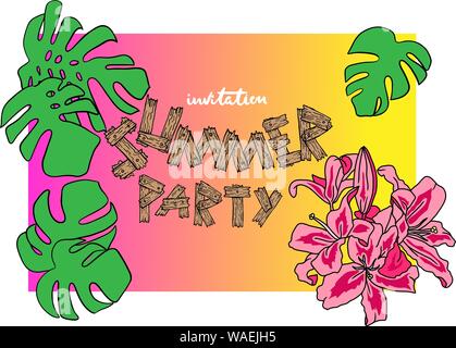 Beach Party invitation. Carte pour les vacances d'été. Vector illustration. Illustration de Vecteur