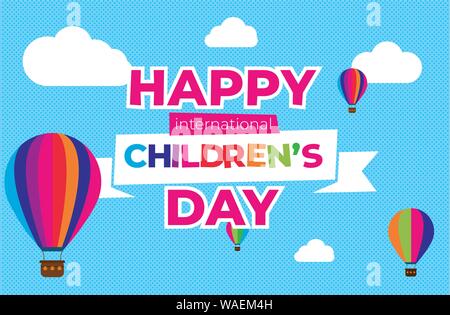 Happy international childrens day banner. Vector background Illustration de Vecteur