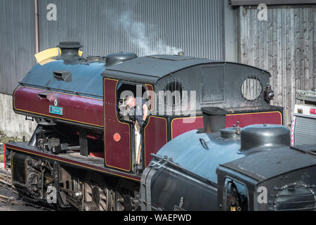 Victor à Haverthwaite que la locomotive à vapeur sur le lac et la gare ferroviaire patrimoniale Haverthwaite que près de Ulverston, Cumbria, Royaume-Uni Banque D'Images