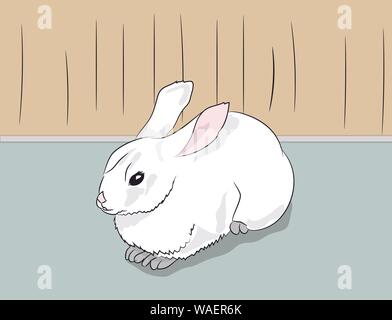 Lapin assis dans une pièce, vector Illustration de Vecteur