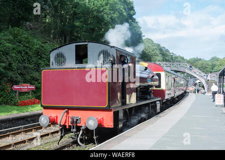 Victor à Haverthwaite que la locomotive à vapeur sur le lac et la gare ferroviaire patrimoniale Haverthwaite que près de Ulverston, Cumbria, Royaume-Uni Banque D'Images