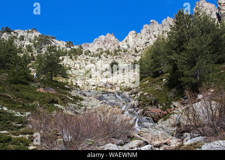 Montagnes dans la vallée de la Restonica près de Corte Corse France Mai 2016 Banque D'Images