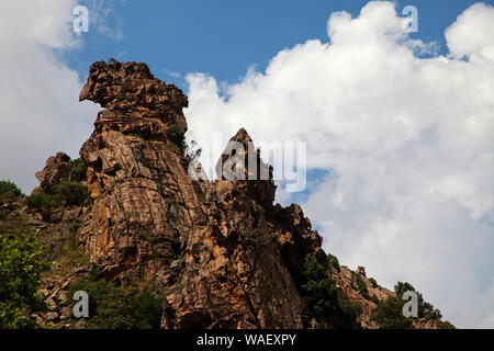 Pilier de granit dans la Scala di Santa Regina, Parc Naturel Régional de Corse, France, juillet 2018 Banque D'Images