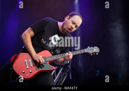 Trondheim, Norvège. 16 août, 2019. Le groupe de heavy metal norvégien Kvelertak effectue un concert live au cours de la Norwegian music festival 2019 Pstereo à Trondheim. (Photo crédit : Gonzales Photo - Tor Atle Kleven). Banque D'Images
