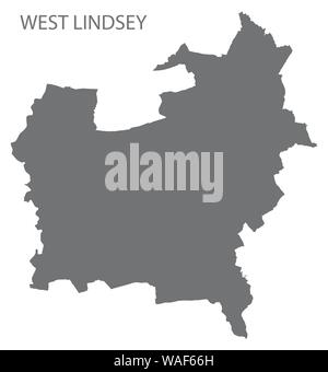 West Lindsey district gris plan de East Midlands England UK Illustration de Vecteur