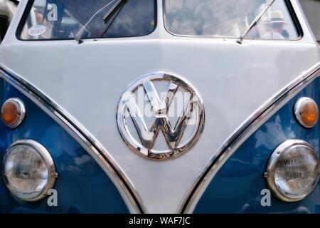 Détail d'un oldtimer bus VW Bulli, Oldtimer Festival golden oldies, Krofdorf-Gleiberg, Hesse, Allemagne Banque D'Images