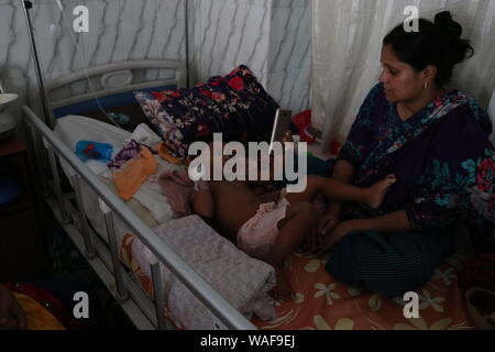 Dhaka, Bangladesh - 24 août 2019 : Le nombre d'enfants souffrant de la dengue à la Sainte Famille de l'hôpital du Croissant-Rouge à Dhaka, au Bangladesh. Banque D'Images