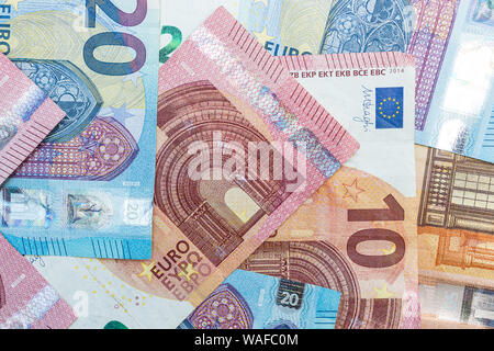Billets de banque en devises en euros contexte de l'argent Banque D'Images
