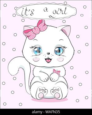 Joli Petit Chaton Mignon Chaton Blanc Joyeux Anniversaire Carte De Souhaits Image Vectorielle Stock Alamy