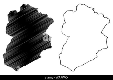 Le Gouvernorat de Kasserine (gouvernorats de Tunisie, République de Tunisie) map vector illustration, scribble sketch carte de Kasserine Illustration de Vecteur