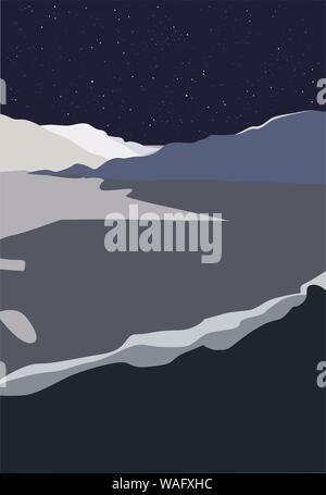 Vector illustration d'un paysage cosmique, image de la montagne, vector Illustration de Vecteur