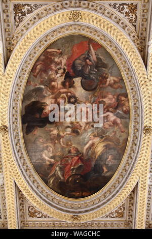 'Apothéose de James I' par Sir Peter Paul Rubens, Banqueting House, Whitehall, Westminster, Londres, Angleterre, Grande-Bretagne, Royaume-Uni, UK, Europe Banque D'Images