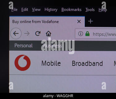 Londres, UK - circa 2019 AOÛT : site web Vodafone Banque D'Images