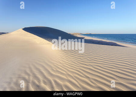 Dunes blanches le long de la côte, Al Khaluf, Oman, Middle East Banque D'Images