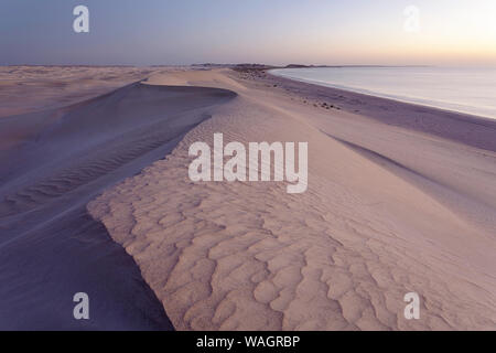 Dunes blanches le long de la côte, Al Khaluf, Oman, Middle East Banque D'Images