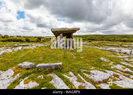 Portail tombe mégalithique construite en quatrième millénaire avant J.-C. dans la région de Burren de l'Irlande Banque D'Images