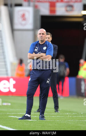 Middlesbrough, Royaume-Uni. 20 août, 2019. Paul Cook gestionnaire de Wigan Athletic pendant le match de championnat Sky Bet entre Middlesbrough et Wigan Athletic au stade Riverside, Middlesbrough, le mardi 20 août 2019. Usage éditorial uniquement, licence requise pour un usage commercial. Photographie peut uniquement être utilisé pour les journaux et/ou à des fins d'édition de magazines (Crédit : Mark Fletcher | MI News) Credit : MI News & Sport /Alamy Live News Banque D'Images