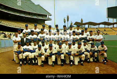 Photo de l'équipe des Dodgers de Los Angeles au Dodger Stadium circa 1960 Banque D'Images