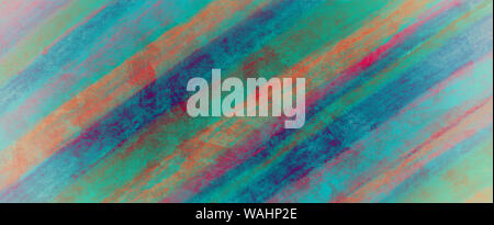 Old vintage fond rayé porté avec peinture en détresse dans des rayures diagonales en abstract pattern, grunge texture background blue green orange pink Banque D'Images