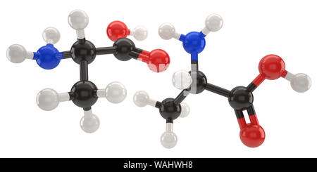 La molécule d'alanine structure 3d illustration with clipping path Banque D'Images