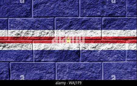 Pavillon du Cap Vert close up peint sur un mur fissuré Banque D'Images