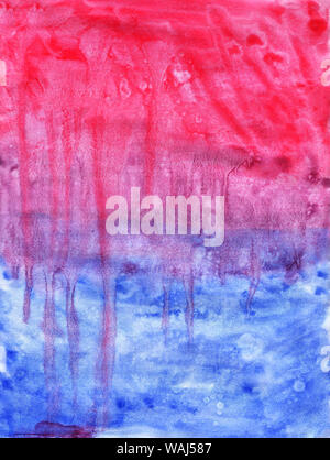 Texture background mélange aquarelle rose avec des rayures bleu et les éclaboussures Banque D'Images