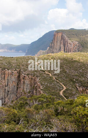L'Australie, la Tasmanie vide Cap Français Hauy voie trois caps à pied Tasman National Park Banque D'Images