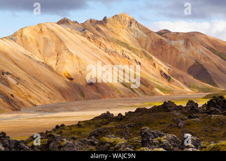 Paysage surréaliste volcanique à Landmannalaugar National Park, Iceland Banque D'Images