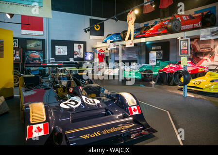 Canada, Québec, Berthierville. Musée Gilles Villeneuve, coureur automobile légendaire dédié à Gilles Villeneuve et son frère Jacques, les voitures de course Banque D'Images