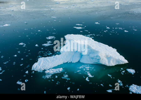 Le Groenland. Eqip Sermia. Icebergs et brash. Banque D'Images